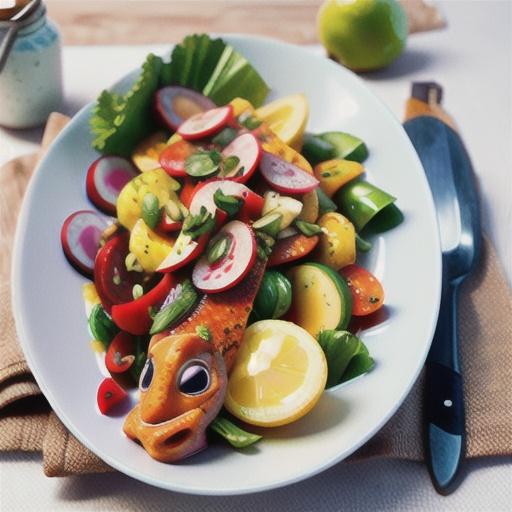 Spiced snapper with radish salad