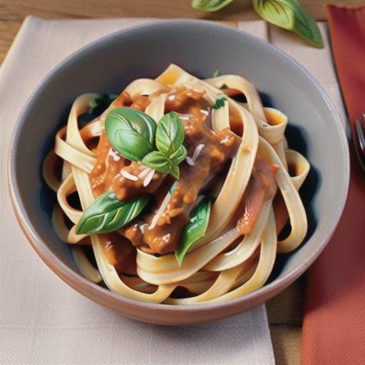 Gluten-free fettuccine with tomato basil sauce