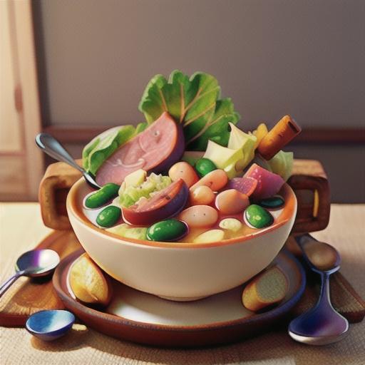 Ham, bean and cabbage soup