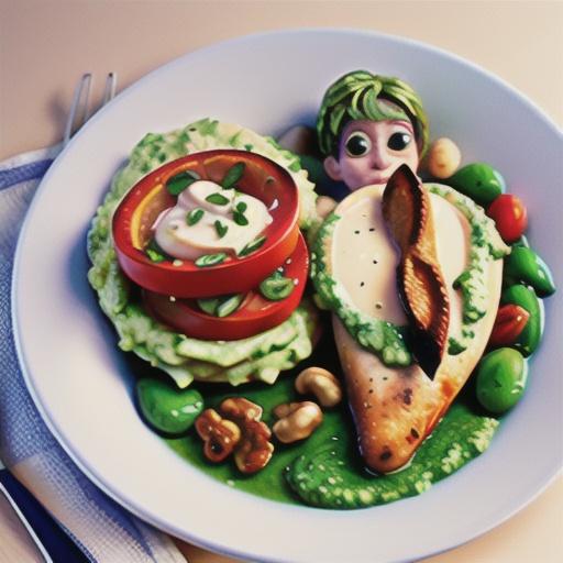 Chicken with tomato, walnut and basil pesto