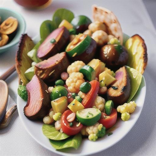Pearl couscous and cauliflower salad with spiced chicken