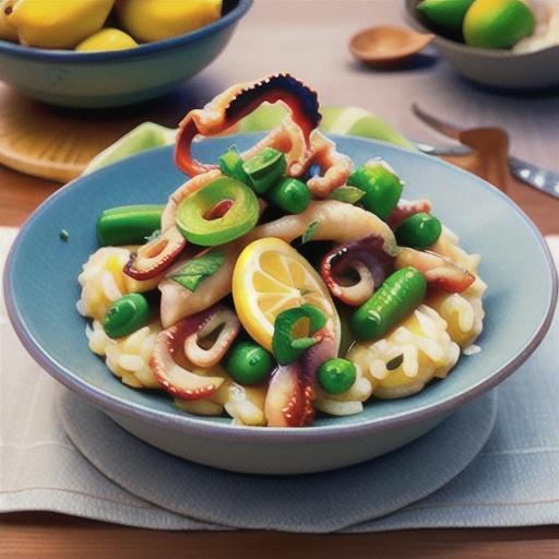 Lemon risotto with calamari