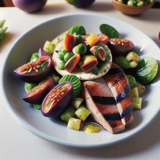 Roast duck breast with fig and anchovy salsa