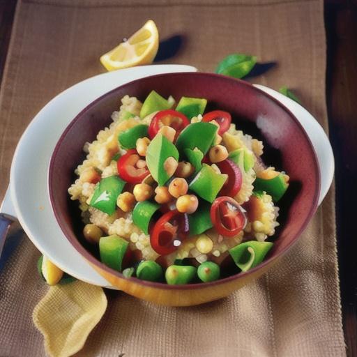 Lemon-Tahini Quinoa with Raw Chickpeas