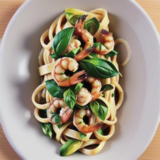 Linguine with garlic prawns & basil