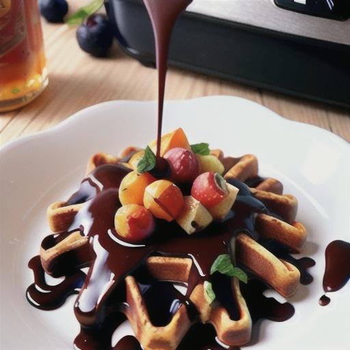 Chocolate Waffles with Slow-Cooker Boozy Berries