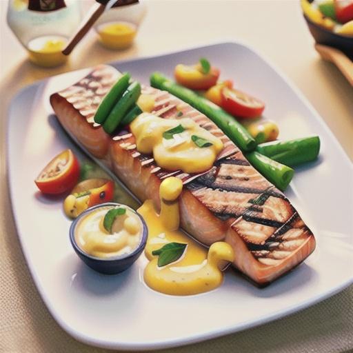 Chargrilled salmon with hollandaise sauce