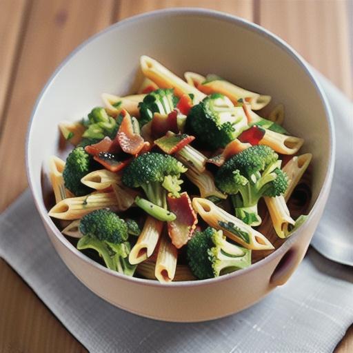 Penne with broccoli and bacon
