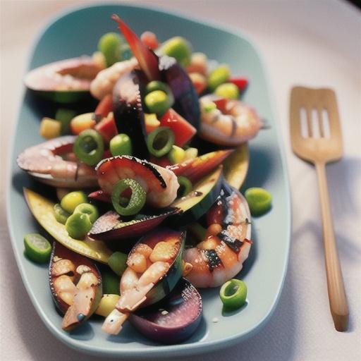 Barbecued seafood & watermelon salad