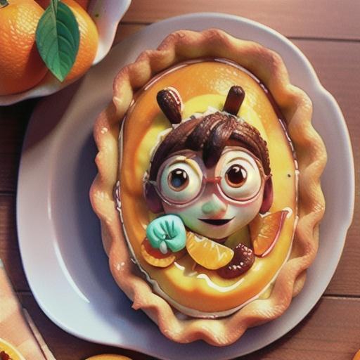 Impossible orange pie with caramel oranges