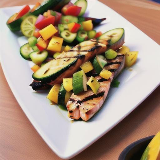 Grilled Salmon With Cucumber Mango Salsa