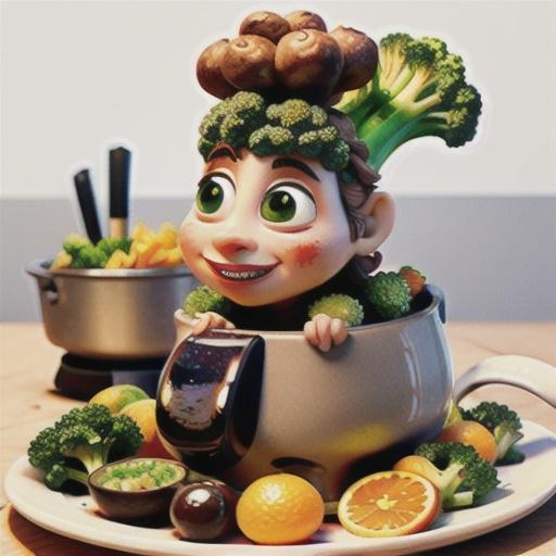 Mini lamb roasts and broccoli with orange dressing