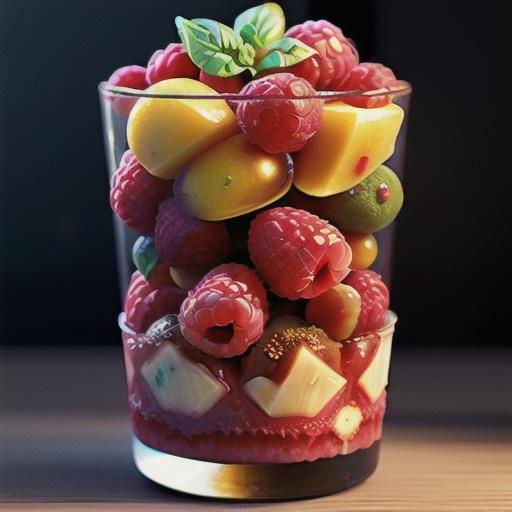 Raspberry and basil granita cups