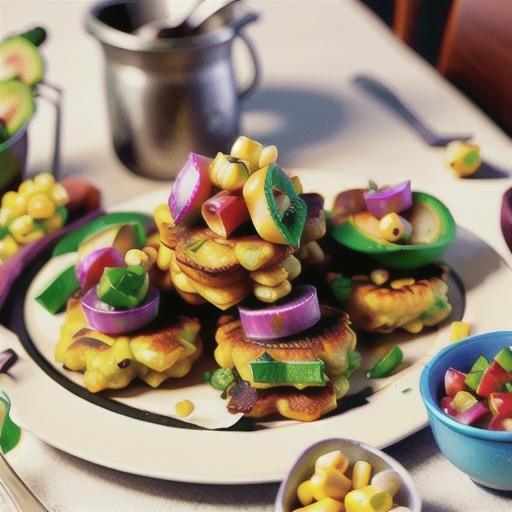 Sweet corn fritters with avocado salsa