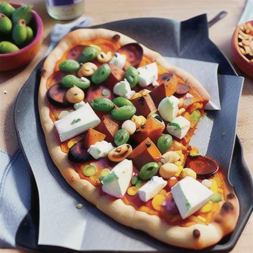 Sweet potato, goat's cheese & pine nut pizza