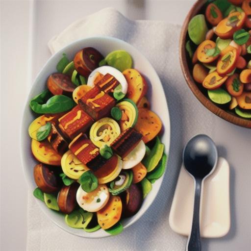 Chorizo, pumpkin and spinach salad