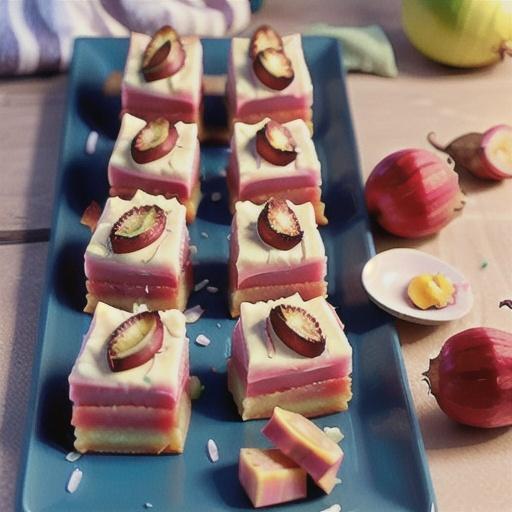Rhubarb and coconut slice