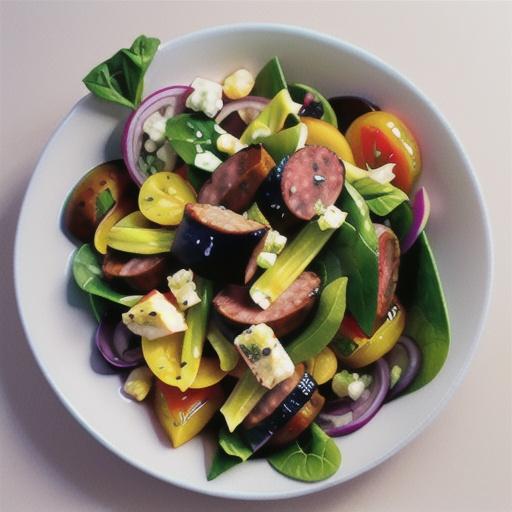 Italian sausage salad with fennel, feta and treviso