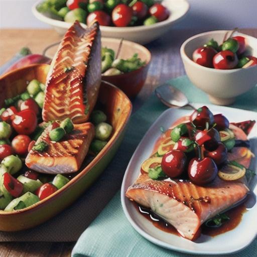 Roasted salmon with cherry vinaigrette