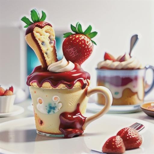 Microwave Strawberry Cream Mug Cake for Two