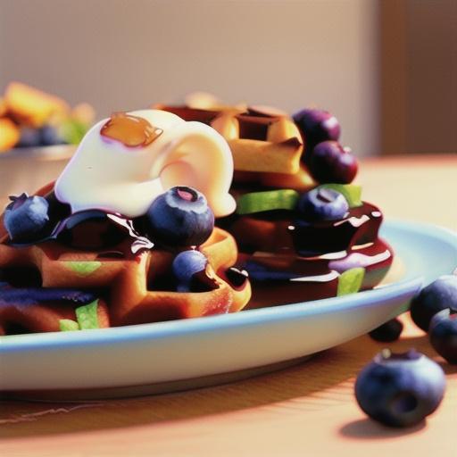 Blueberry Waffles with Fast Blueberry Sauce