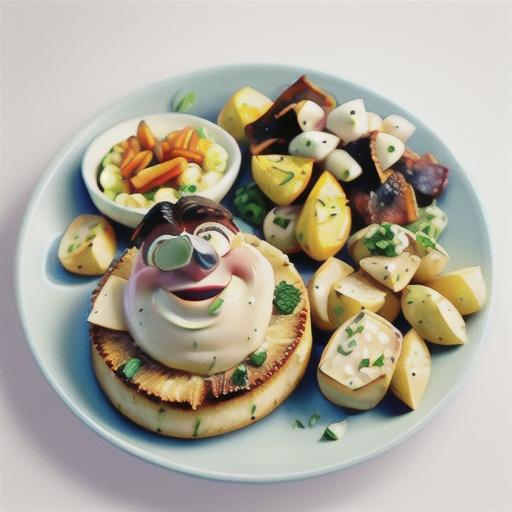 Herb crusted fish fillets with creamy potato salad