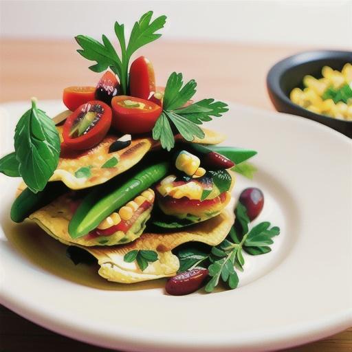 Coriander and corn omelette rolls