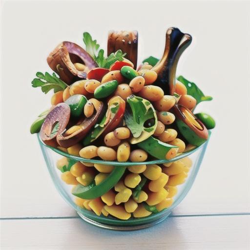 Yellow split pea & bean salad with chive dressing