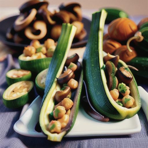 Zucchini with Chickpea and Mushroom Stuffing