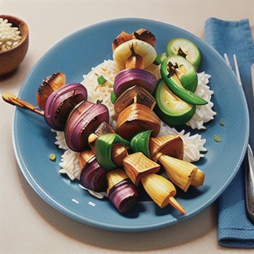 Middle Eastern skewers with almond rice