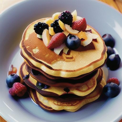 Coconut and berry pancakes