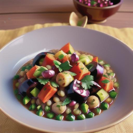 Eggplant Lentil Stew with Pomegranate Molasses