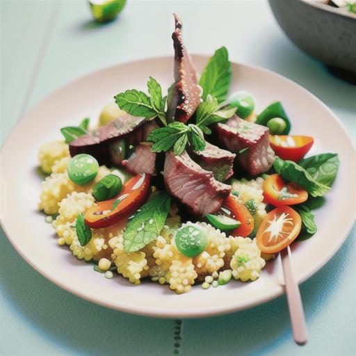 Moroccan lamb skewers with herb salad