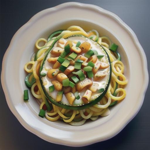 Zucchini Noodles in Garlic-Parmesan Cream Sauce