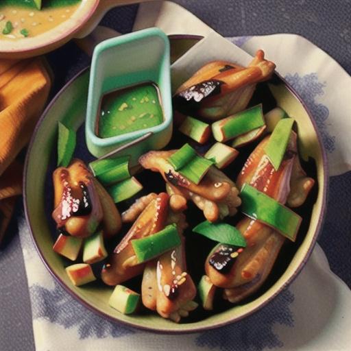 Sticky Vietnamese chicken wings with spicy mint sauce