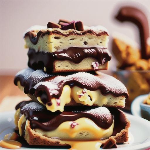 Pecan blondies with vanilla custard