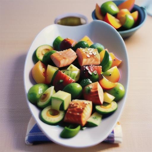 Asian salmon and peach salad