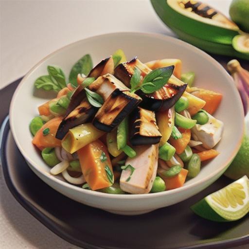 Papaya salad with charred chicken