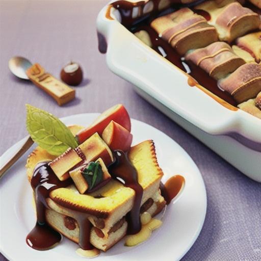 Apple Bread Pudding with Warm Butter Sauce