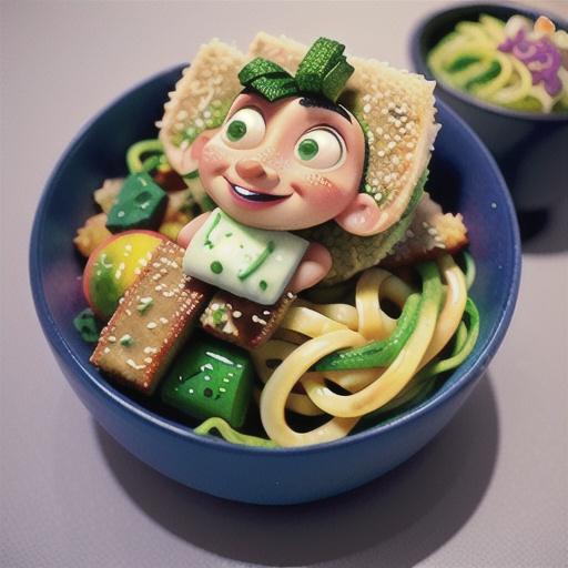 Sesame-crumbed rainbow trout on wasabi noodles