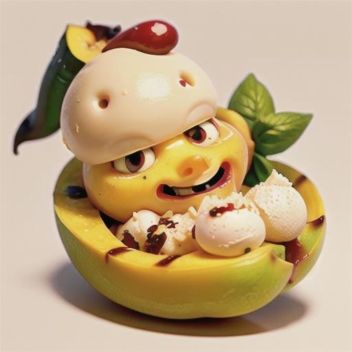 Grilled mango with honey sesame ice-cream