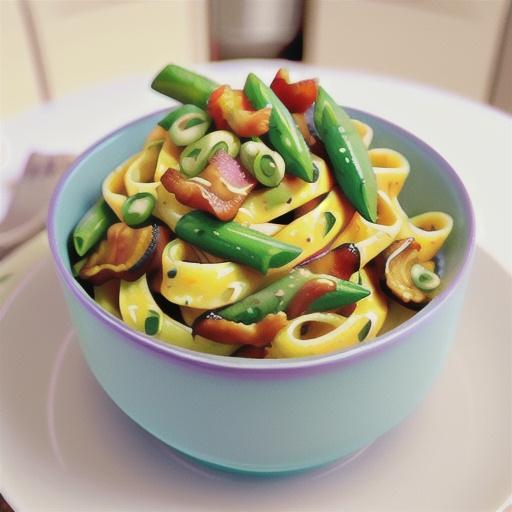 Creamy squash and bacon fettuccine