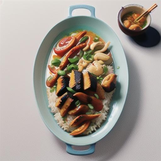 Chargrilled laksa chicken with cashew rice recipe