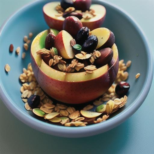 Microwave Baked Apples with Granola for Two