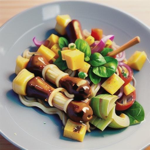 Honey and soy drumsticks with mango noodle salad