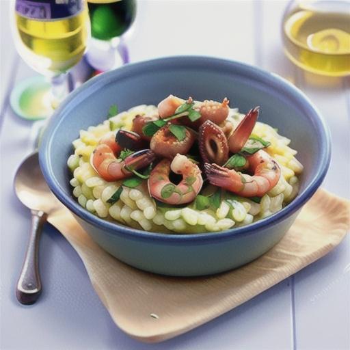 Saffron risotto with prawns and squid