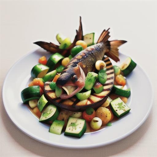 Grilled snapper with zucchini, risoni and parsley