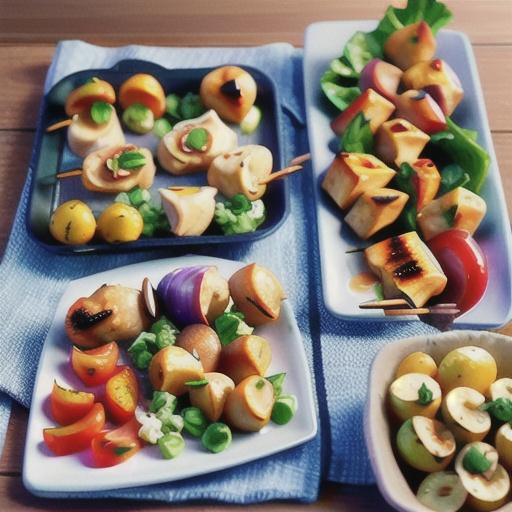 Portuguese chicken skewers with potato salad