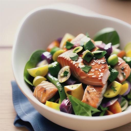 Salmon & herb thai salad with chilli lime dressing