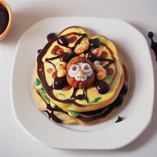 Pumpkin Pancakes with Halloween Spiderwebs